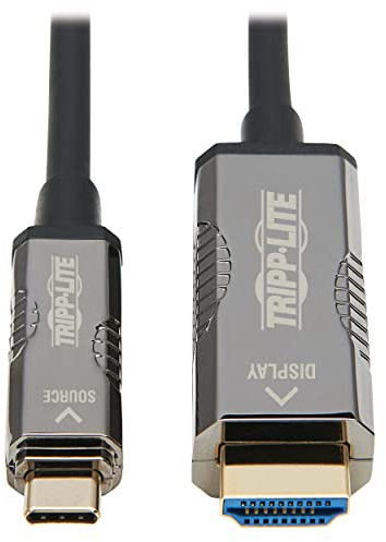 Tripp Lite USB-C to HDMI Fiber Active Optical Cable, 4K Video @ 60HZ (4:2:2), UHD, HDR, CL3 Rated, Black, 2.2 HDCP, 98 Feet / 30 Meters, 3-Year Warranty (U444F3-30M-H4K6)