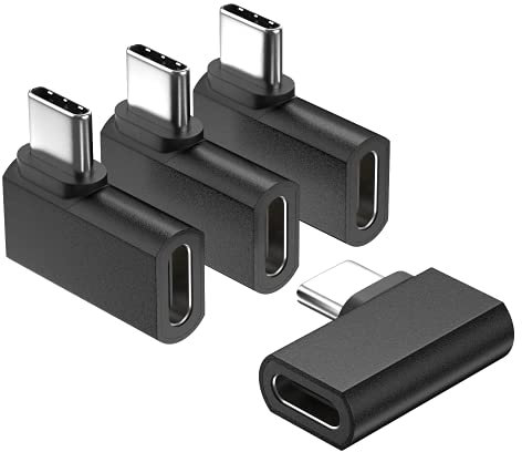 UseBean Adaptateur USB C à Angle Droit 90 Degrés, (Lot de 4) 100W 4K Vidéo USB Type C 3.2 Gen2 20Gbps Mâle vers Femelle Convertisseur pour Galaxy S24 S23 S22 S21, MacBook Pro/Air M3, iPad Mini 6