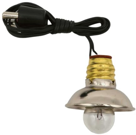 BELI-BECO 471 Skalenlampe mit Reflektor für Puppenhaus oder Krippe mit Beleuchtung - Krippenbeleuchtung - klare Glühlampe mit Fassung E 10-4,5 V - 0,2A mit 400 mm Litze und Doppelstecker (Schwarz)