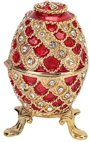 HEEPDD Faberge-Ei-Schmuckkästchen, Funkelnde Strass-Schmuckkästchen mit Scharnier, Handbemalter Emaillierter Eiförmiger Ringhalter für HeimdekorationBoxen & Kästen