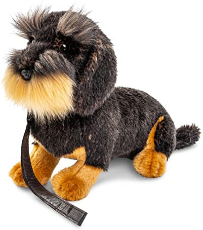 Uni-Toys - Rauhaardackel, sitzend (Mit Leine) - 22 cm (Höhe) - Plüsch-Hund, Dackel, Haustier - Plüschtier, Kuscheltier