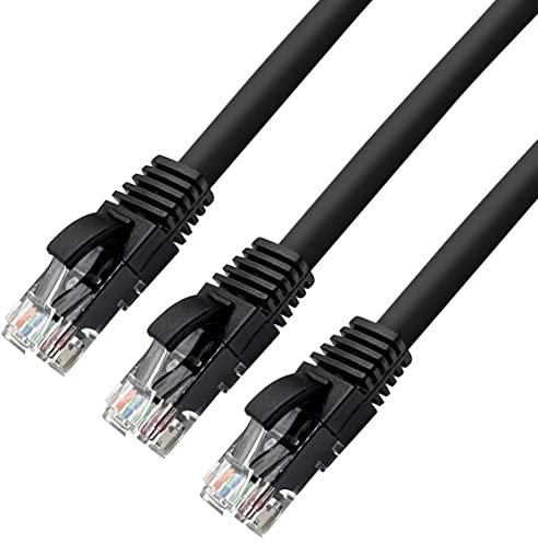 D.Square - 3 Piezas Cable Ethernet Internet LAN 1m, Cat.6 U/UTP Negro, Cable de Red LSOH, Conector Rj45, 1 GB/S, Ideal para Router/Móderms, Switch, Repetidor, Ordenador, Portátil, Red Locales.