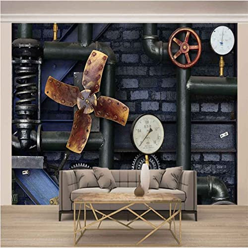 3D Mural Wallpaper Machine Retro 3D Murals Wallpaper for Bedroom and Living Room Wall Decoration