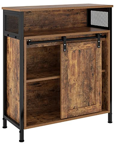 soges Meuble de Rangement Buffet Cuisine avec Porte Coulissante, Armoire de Rangement avec Étagères pour Salon Entrée, Cuisine, Bureau, Marron Rustique 70 x 30 x 80 cm