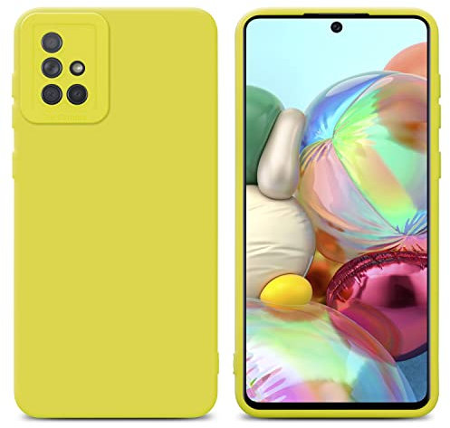 Cadorabo Hülle kompatibel mit Samsung Galaxy A71 4G Schutzhülle TPU Silikon Case Liquid Design mit Kameraschutz Slim Kratzfest Weiche Gummi mit Rundumschutz Case Hülle für Galaxy A71 4G in Gelb