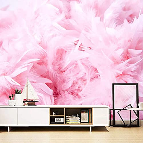Fond D'Écran 3D Mural Résumé Belle Plume Rose Papier Peint 3D Mural Papier Peint Mural Affiches Murales Autocollant Mural Bordure Auto-Adhésif Brique Salle De Bain Chambre Amovible Mu 300(L)x210(H) cm