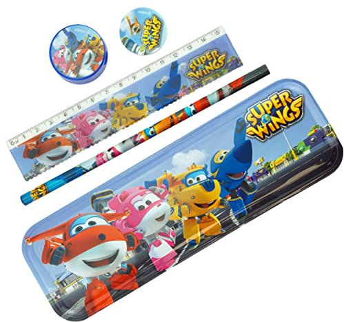 HOVUK Schulbedarf-Set für Kinder, Super Wings Schreibwaren, Schulanfang, Schreibset, Federmäppchen, Geschenk für Unisex, ab 3 Jahren