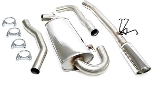 Sportauspuffanlage Komplettanlage Sportauspuff ab Kat Endschalldämpfer Edelstahl 1x100mm rund gebördelt mit ABE für 850er S70 V70I 2.0 T + 2.3l Turbo - Eintragungsfrei - 1034235