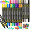 LUZOON Marqueur Peinture Acrylique, 24 Couleurs Pinceau Double Pointe Peinture Acryliques Stylos Marqueur Peinture Permanent Art Peinture Set pour Pierre, Bois (24 COLORS (1-5MM))
