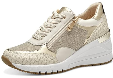 MARCO TOZZI Damen Wedge Sneaker Freizeit mit Keilabsatz, Beige (Cream Comb), 39 EU