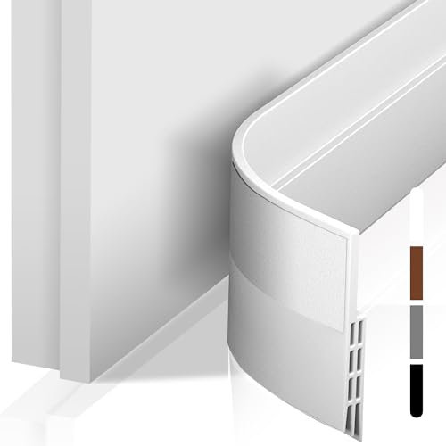 shinfly 5 x 200 cm Paraspifferi Sottoporta Blindata, Guarnizione Porta Esterna, Paraspifferi Porta Ingresso Autoadesiva, Guarnizione Inferiore Antivento Antipolvere Insonorizzata(Bianco)