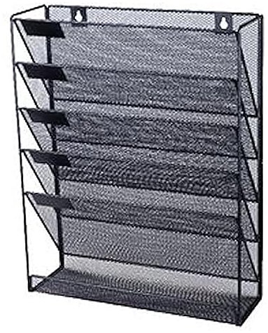 2 UR DOOR Mesh Wall Literature Holder - Organizer for Magazines, Brochures, and Documents, Durable Design, Easy Installation - A4 Paper Capacity - Home and Office Storage 405 X 325 X 105 mm (Black)
