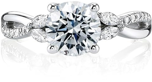 Molioaki Bague de fiançailles pour femme en argent 925 - Bague de fiançailles pour femme - Bague en diamant 1 ct 5A - Avec quatre pierres de zircone marquise - Avec boîte cadeau - Fiançailles - Cadeau