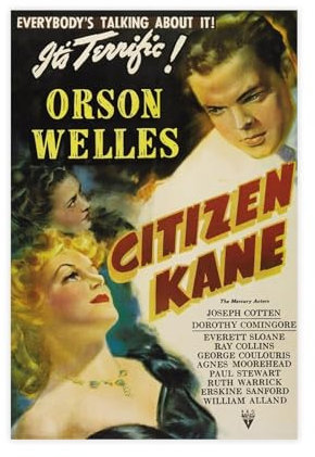 Citizen Kane – Filmposter auf Leinwand, Poster, Wandkunst, Dekor, Bild, Gemälde für Wohnzimmer, Schlafzimmer, Dekoration, ungerahmt, 60 x 90 cm