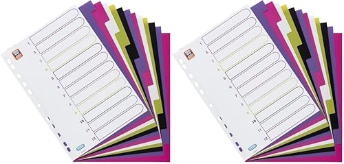Oxford A4 Kunststoff-Register myColour, blanko, 12 Blatt, 12-teilig (Packung mit 2)
