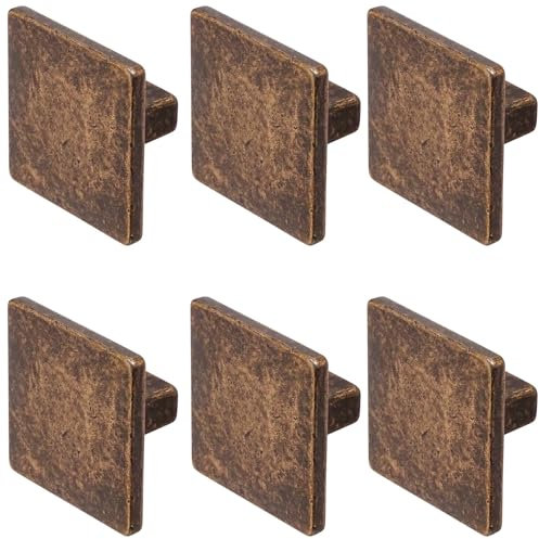 Decoranddecor Calla Square Cabinet Knob Door Pull Handle Kitchen Cupboard Furniture Drawer (6 Pack, Antique Copper)