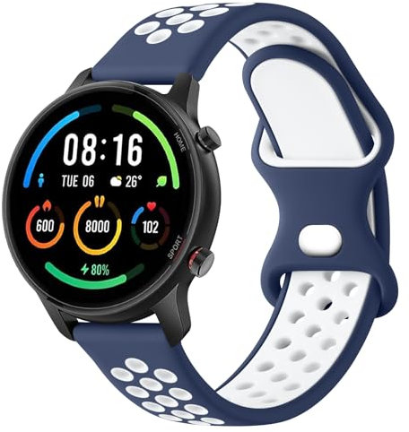 YLK Correa Compatible con Xiaomi Mi Watch/Watch S1/S1 Active/Color Sport, 22mm Silicona para Hombre y Mujer (Azul Blanco)