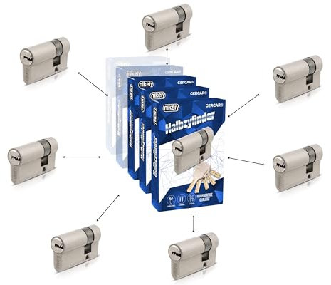 GERCAR Pro Gleichschließend 7x Halbzylinder 30/10 Set 7x Garagentor Profil-Halbzylinder inkl. 35 Schlüssel - 40 mm Garagentorschloss 7er Zylinder - Länge: 40mm, A:30 B:10 - Schließsystem