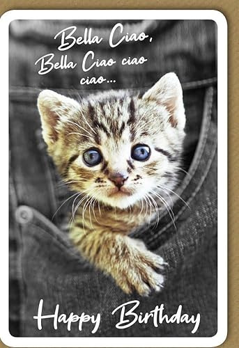 Verlag Dominique Geburtstagskarte Katze Bella Ciao Happy Birthday - mit Umschlag