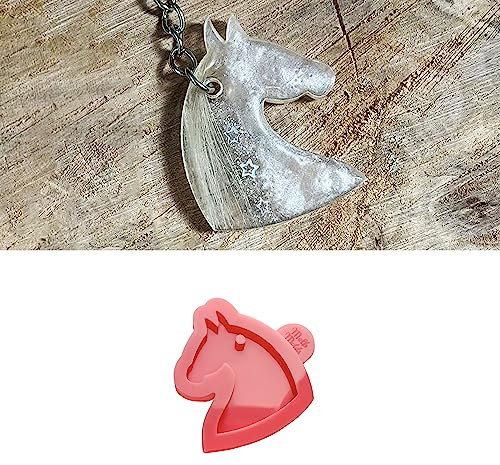 MelbMolds - Moule en silicone à résine époxy en forme de tête de cheval - Créez des porte-clés thématiques équestres pour les amoureux des chevaux (passionnés d'équitation).