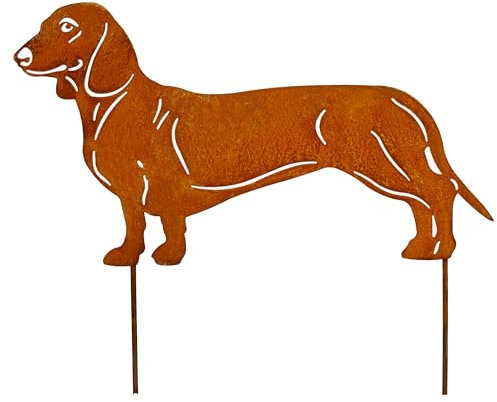 Bornhöft Dackel Edelrost Hund Gartenstecker Handmade Germany Gartendeko aus Rost-Metall deko rostoptik Rostfiguren Tiere rostfiguren Garten Rostdeko Edelrost