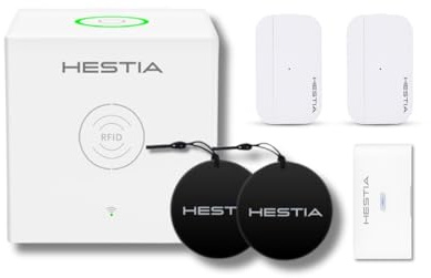 HESTIA Smart Cube WiFi Home Security Alarm System Bundle | Includes Base Station, Door & Window Sensor, Remote and RFID Tag, Smart App Control for SAFE-TECH Home Security, HS-01-SCU