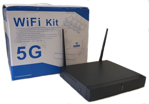 Kit Videosorveglianza Wireless Full Hd 8 Canali + 8 telecamere + Mouse + Alimentatori Wifi Remoto Ip 5g Dvr Nvr Lan
