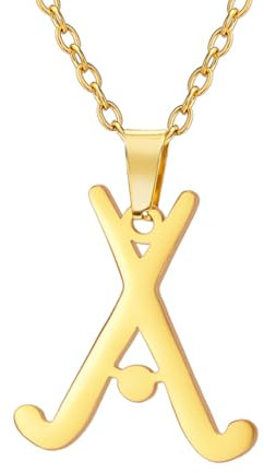 TEAMER Hockey-Halskette Anpassbarer Hockey-Ring Eishockey-Sport-Anhänger Edelstahl Einzigartiger Inspirations-Schmuck für Hockey-Liebhaber Spieler (Hockey-Halskette - Gold)