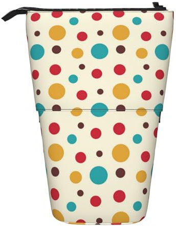 YUNWEIKEJI Vintage Polka Dots, Teleskop-Federmäppchen, Standstifthalter mit Reißverschluss, Make-up-Tasche, Bleistiftbeutel, Stifttasche