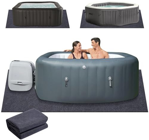Alyclip 228,6 x 228,6 cm dicke und große, aufblasbare Whirlpool-Matte, saugfähige Spa-Pool-Bodenschutzmatte, wasserdichte, rutschfeste Unterseite zum Schutz des Whirlpools vor Abnutzung im Innen- und