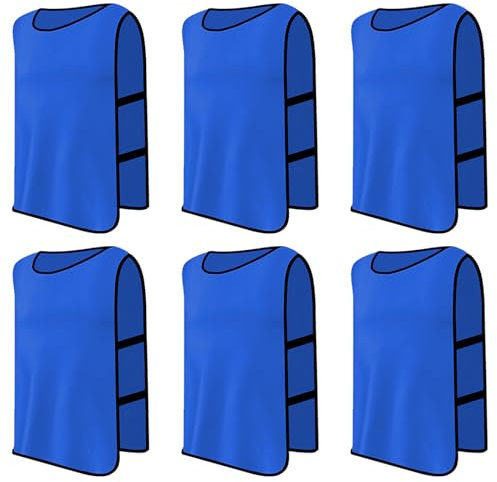 6 Stück Leibchen Fußball Set, Sports Mesh Bibs, Trainingsleibchen Basketball, Sport Trikot Leibche für Erwachsene, Leibchen Mesh Weste für Training, Trainingsleibchen für Herren Damen (Dunkelblau)