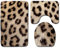 Bad Teppiche Set 3-Teiliges Beige Leopard Print WC Vorleger Mit Ausschnitt Badematte Saugfähig WC Deckelbezug Badvorleger rutschfest Waschbar Toilettensitzbezug Badgarnitur (50x80cm)