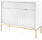 Emporius Zweitürige Sideboard 100 cm Galla - Sideboard mit Schubladen - Gold Griffen, geriffelten Fronten - Weiß + Gold