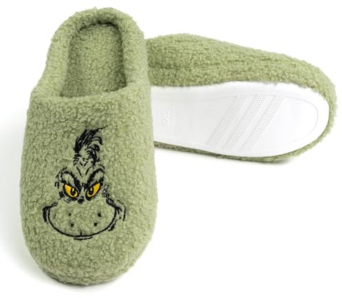 United Labels Grinch Hausschuhe Plüsch für Damen, Grün, 41/42, Fleece Pantoffeln Winter, Puschen Weihnachten
