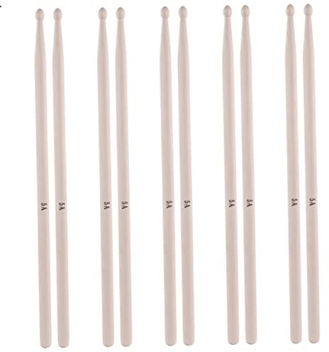 TOYANDONA 5 Pares 5a baqueta herramientas para tocar el tambor palillo de arce clásico batería para niños muslos de pollo Baquetas de madera de arce Baquetas duraderas baquetas de arce