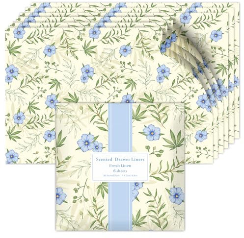 Scent-Hi Papeles Perfumados, 6 Hojas Lino Forros de cajones perfumados, Hojas de Papel no Adhesivas para Armario del hogar, cajones de tocador, 36.5 * 50 cm