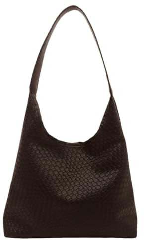 FackLOxc Damen-Beuteltasche, modische Umhängetasche, große Kapazität, Handtasche, Damen, PU-Leder, Achseltasche, geflochtene Tasche für Reisen und den täglichen Gebrauch, coffee