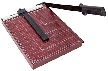 DIYEAH Papierschneider mit Gitterförmiger Basis und Verstellbarer Führung Portable Foto Guillotine Bastelmaschine aus Solidem Metall für Professionelles Büro