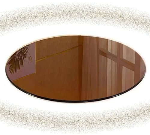 HAEKEBC 90cm Glas Couchtisch Ersatzplatte Runde Tischplatte Aus Gehärtetem Glas, Kleine Moderne Couchtische, Braune Retro Tischplatte, Einfache Montage(80cm-31.5in)