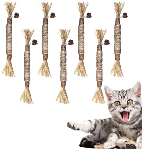 NJCXOLA 6 Pièces Bâtonnets Herbe à Chat, Jouet Chat, Bâtonnets d'herbe à Chat, Bâtons à Mâcher pour Chats, Jouets pour Chats, Jouets de Soins Dentaires pour Chats, Bâtonnets Herbe à Chat