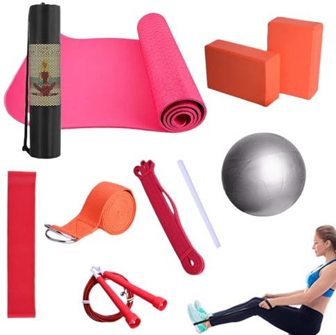 Anfänger Yoga Kit, Yogamatte Set Übungsmatte mit Yoga -Blöcken