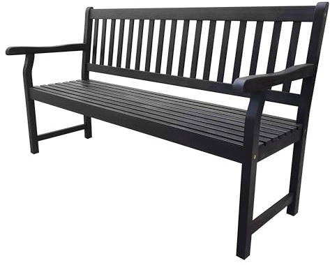 JONATHAN Y BNH101C Laurel - Banco de madera de acacia de 59 pulgadas con respaldo de listones de 3 asientos, soporte de madera de acacia para jardín, césped, patio, piscina, cubierta, playa, hoguera