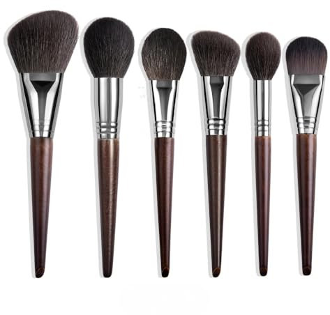 Lot de 6 pinceaux de maquillage naturels pour fard à paupières en poils de chèvre