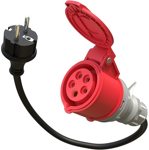 Poppstar 45cm Adaptador CEE IP44 (Toma CEE 16A, 5 Polos/Enchufe Schuko: Tipo E+F), H07RN-F 3G2.5