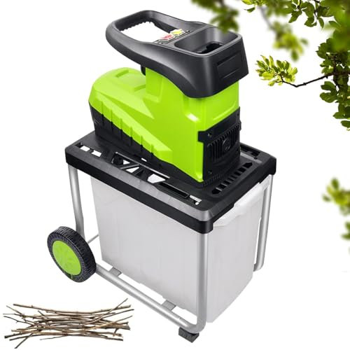 Electric Garden Shredder, 2800W Heavy Duty Wood Chipper, 5000rpm for Yard Cleanup and Composting, Includes 30m Power Cord