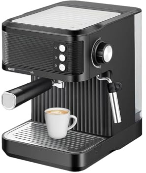 Wintem - Kaffeemaschine 850 W für Espresso Intenso mit Filter aus Edelstahl, 2 l Tank und Kompatibilität mit gemahlenem Kaffee und Pads, einfache Verwendung und kompaktes schwarzes Design
