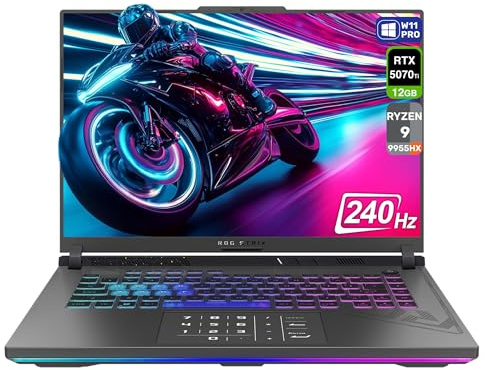 ASUS ROG Strix G16 Gaming Laptop, AMD Ryzen 9-9955HX, 64 GB DDR5 RAM, 4 TB PCIe SSD, 16 2.5K (2560x1600) Display, Nvidia G-Force RTX 5070Ti, Tastiera Chiclet retroilluminata RGB, W11 Pro, Grigio