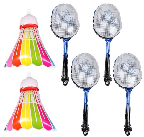 GARIOUANS Aufblasbares Badminton-Ballon-Set Sportballons Für Geburtstagsdeko Und Partydekoration Folienballons Mit 4 Schläger- Und 2 Federball-Ballons Leicht Tragbar Für Feier