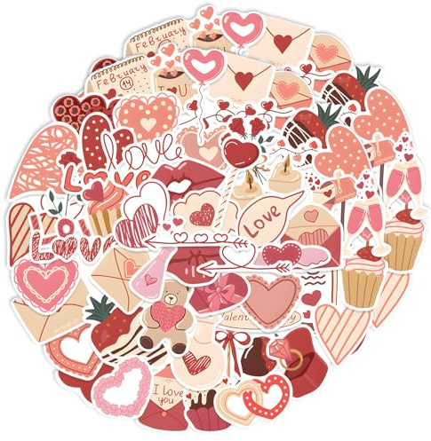 58×2 Stück Sticker Liebe Sticker Love Liebes Süße Scrapbook ästhetische Wasserfeste Vinyl Aufkleber Für Laptop Telefon Koffer Fotoalben Usw