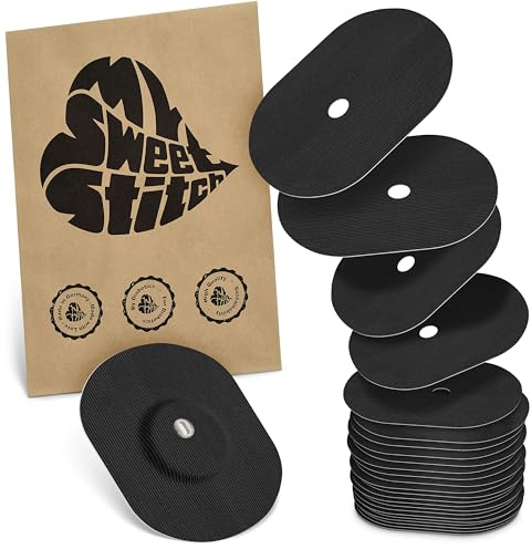 MySweetStitch 25 Fixierpflaster für FreeStyle Libre 3/3 Plus oval Black | Hilft gegen vorzeitiges Ablösen, wasserfest und schnell trocknend, hautfreundlich, bis zu 15 Tage Halt